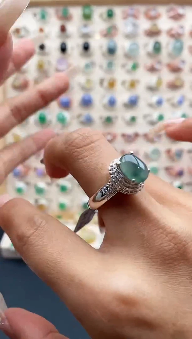 【闪购商品】翡翠戒指未镶嵌缅甸天然A货翡翠444  8+9