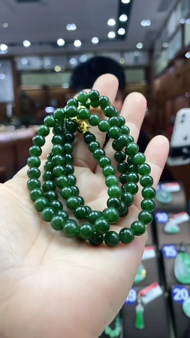 颈饰未镶嵌和田玉珠链6mm