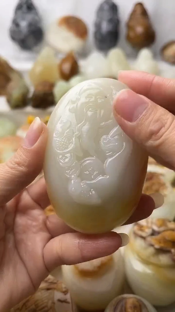 石材古青石棉纹正常不退换财神微瑕