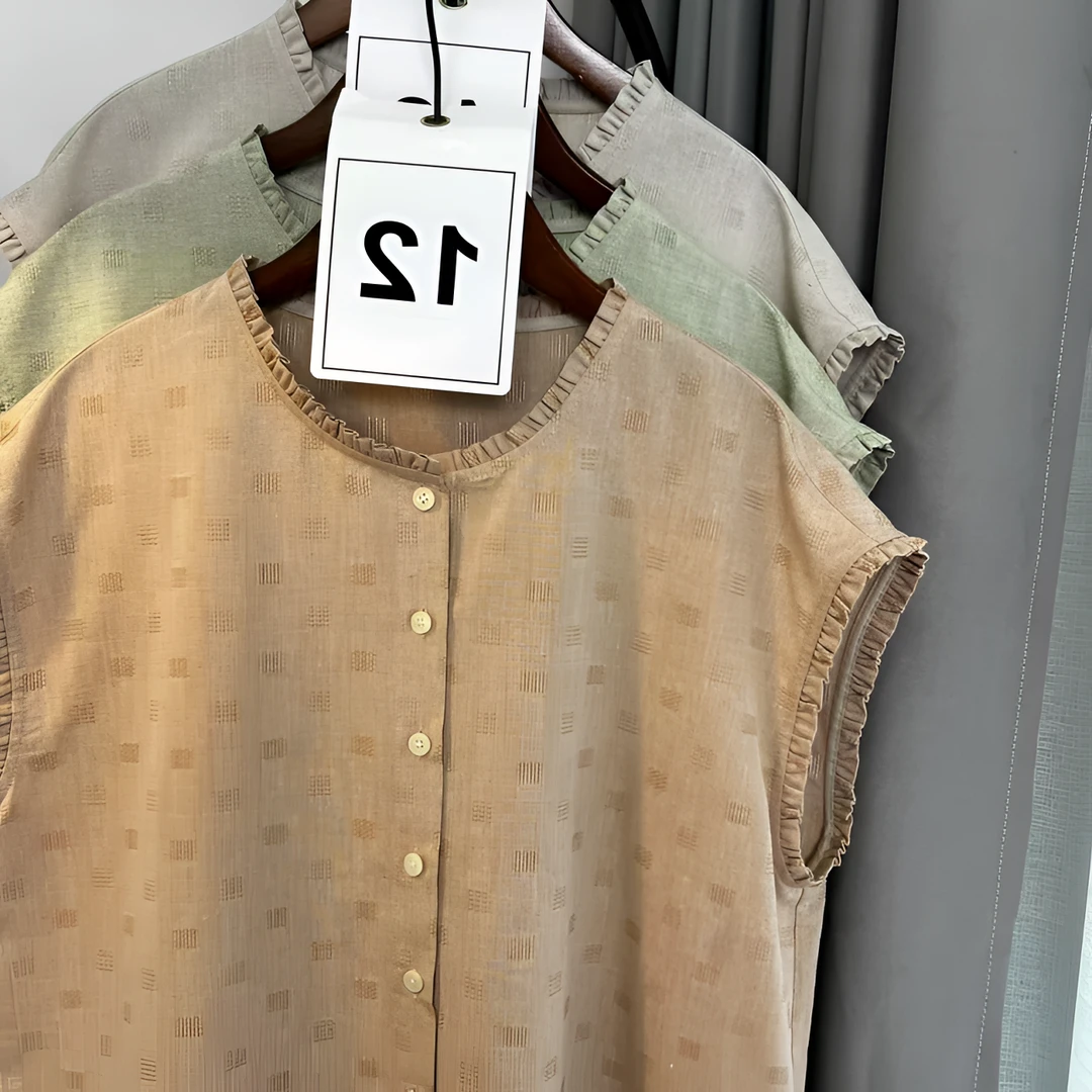 棉麻苎麻宽松上衣衬衣夏季新款原创重工高品质天丝麻提花上衣
