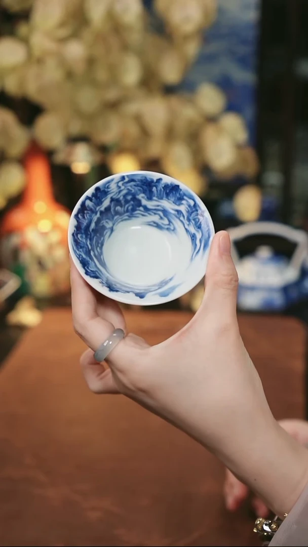 景林藏 山水撇口杯