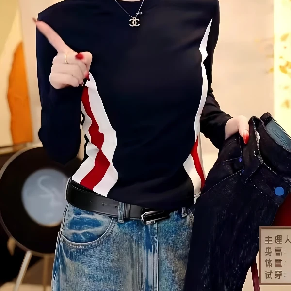 大码胖MM纯棉长袖t恤女早秋2025新款显瘦修身设计感打底衫女内搭