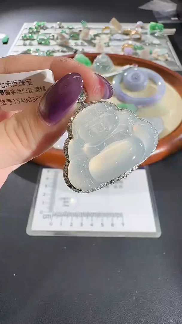 吊坠(不含链)18K金镶嵌翡翠【源头工厂】钻石镶嵌