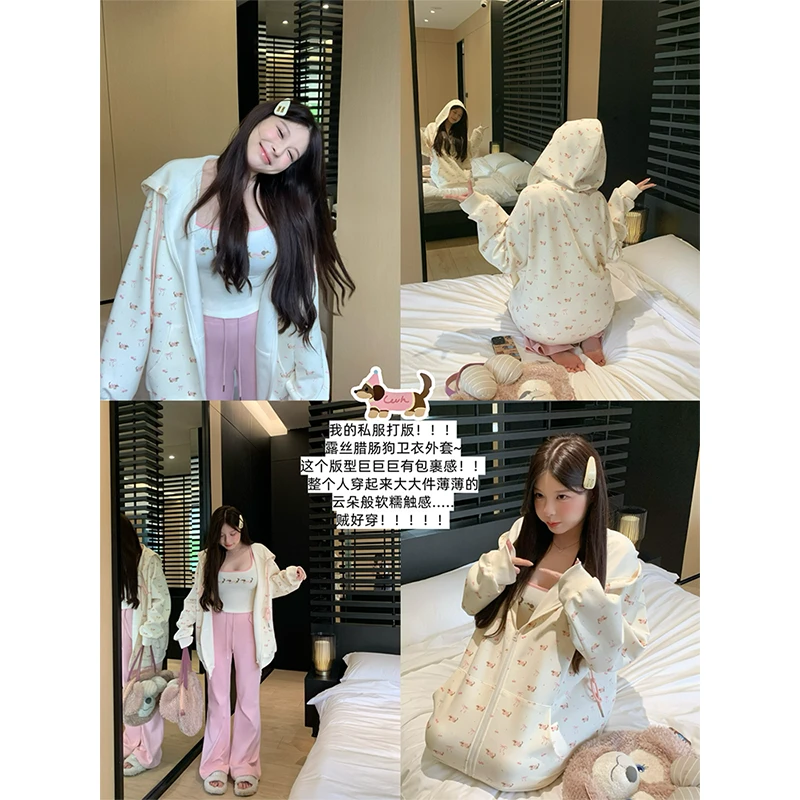 初秋新款私服出游百搭萌系少女款腊肠狗卫衣 A252W0002