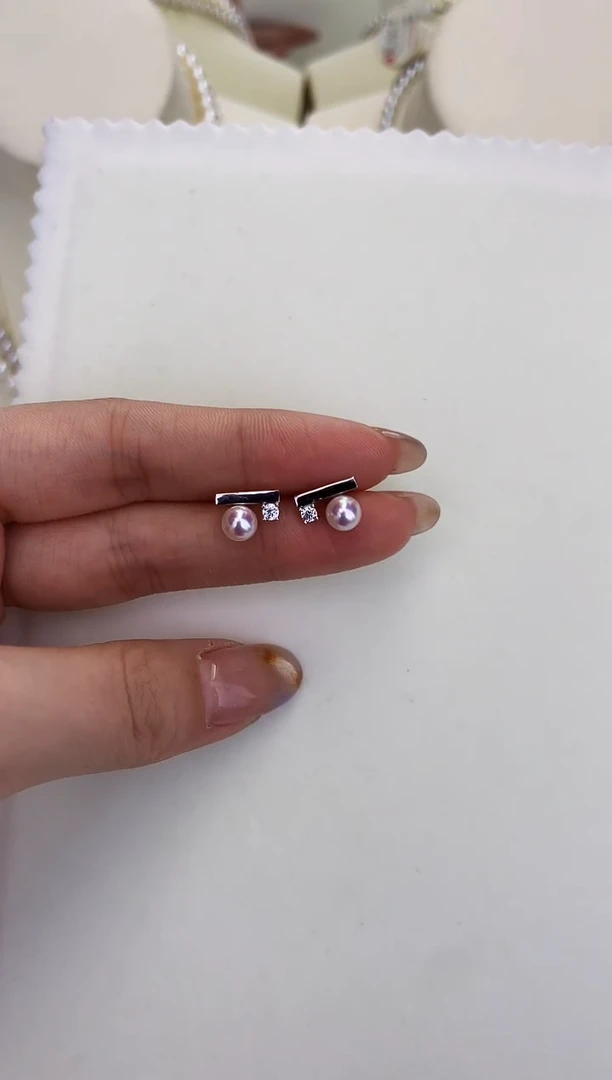 银S925镶嵌DA海水珍珠 GD026 akoya耳钉