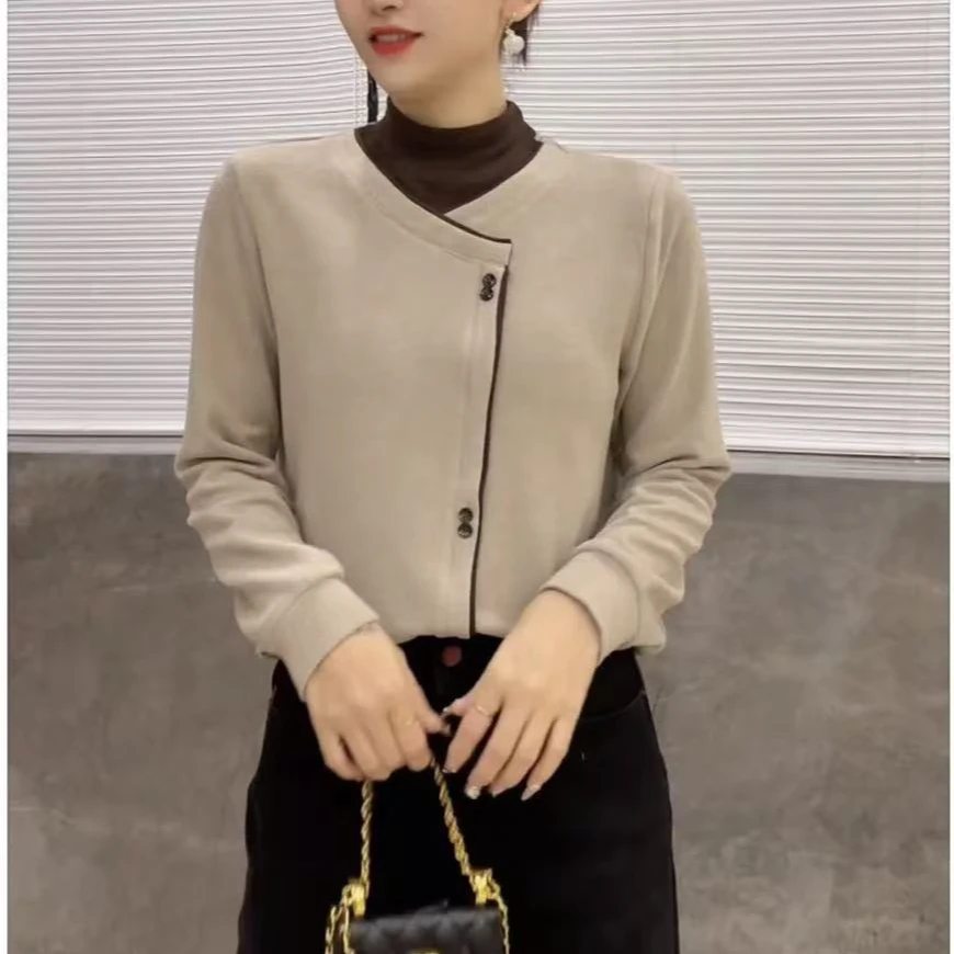 女士德绒假两件8751燕麦色