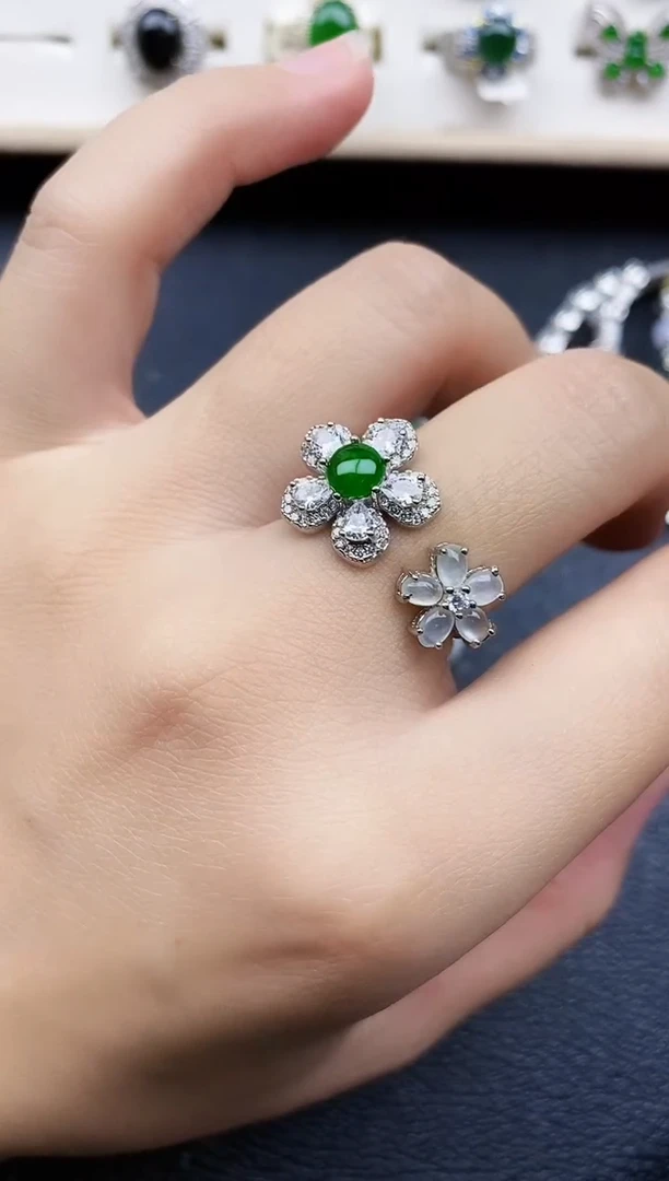 【闪购商品】翡翠戒指银S925镶嵌11111