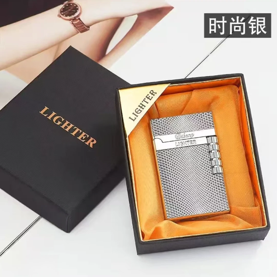 西装暴徒银色 浮雕菱格朗声打火机朗声机