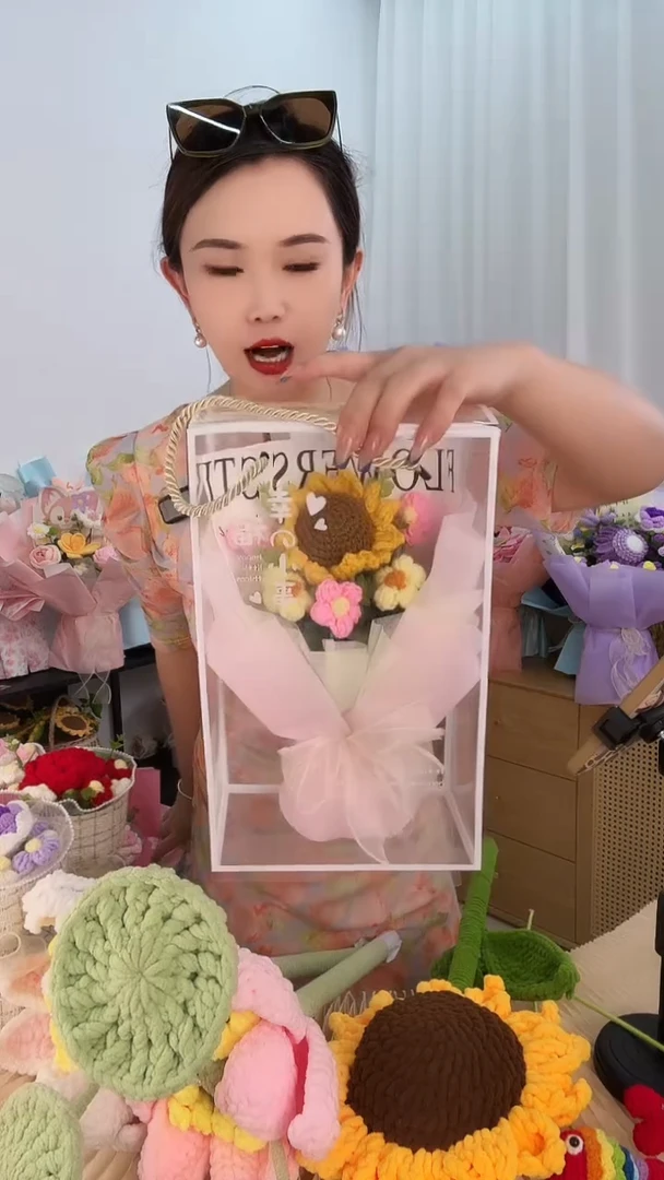 唯美手工成品花束非遗毛线花送朋友老师心意礼物