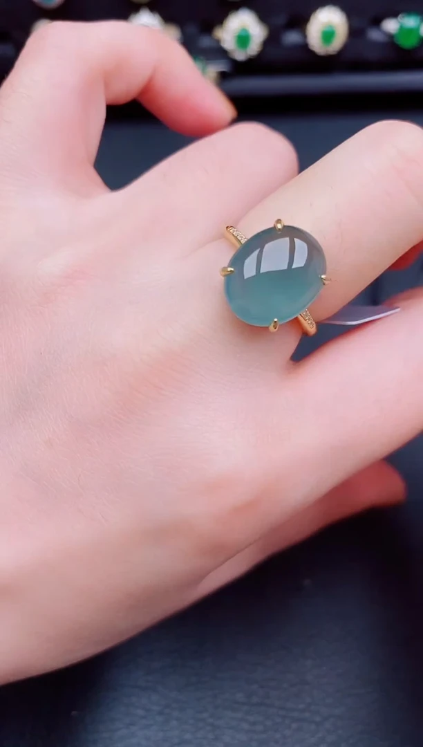 【闪购商品】翡翠戒指银S925镶嵌天然a货翡翠186