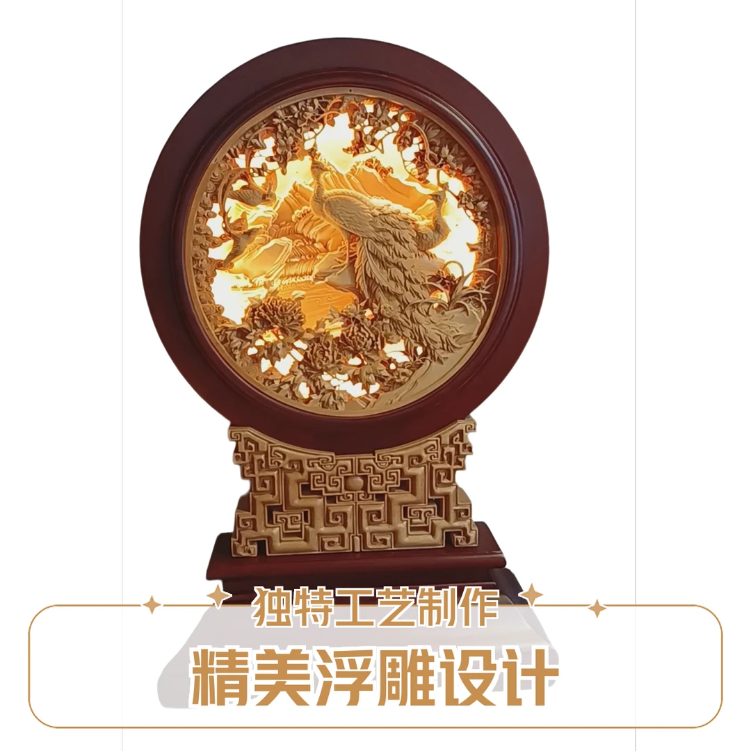 东阳木雕台屏雀耀荣华