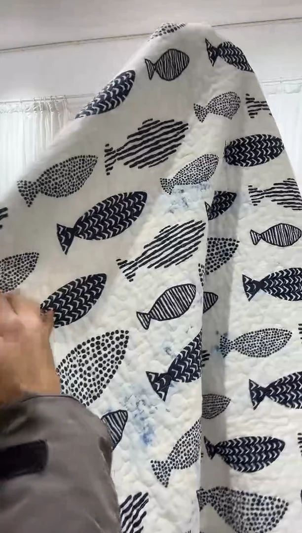 棉220*230纯棉床盖80号染色瑕疵