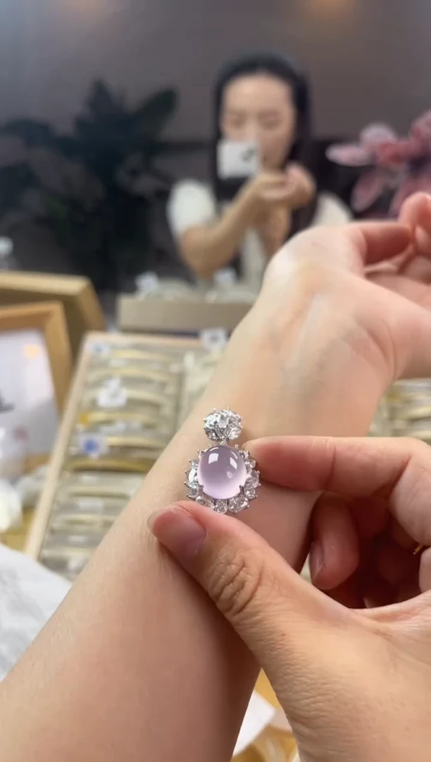 玛瑙/玉髓手镯银S925镶嵌紫罗兰吊坠不带链子