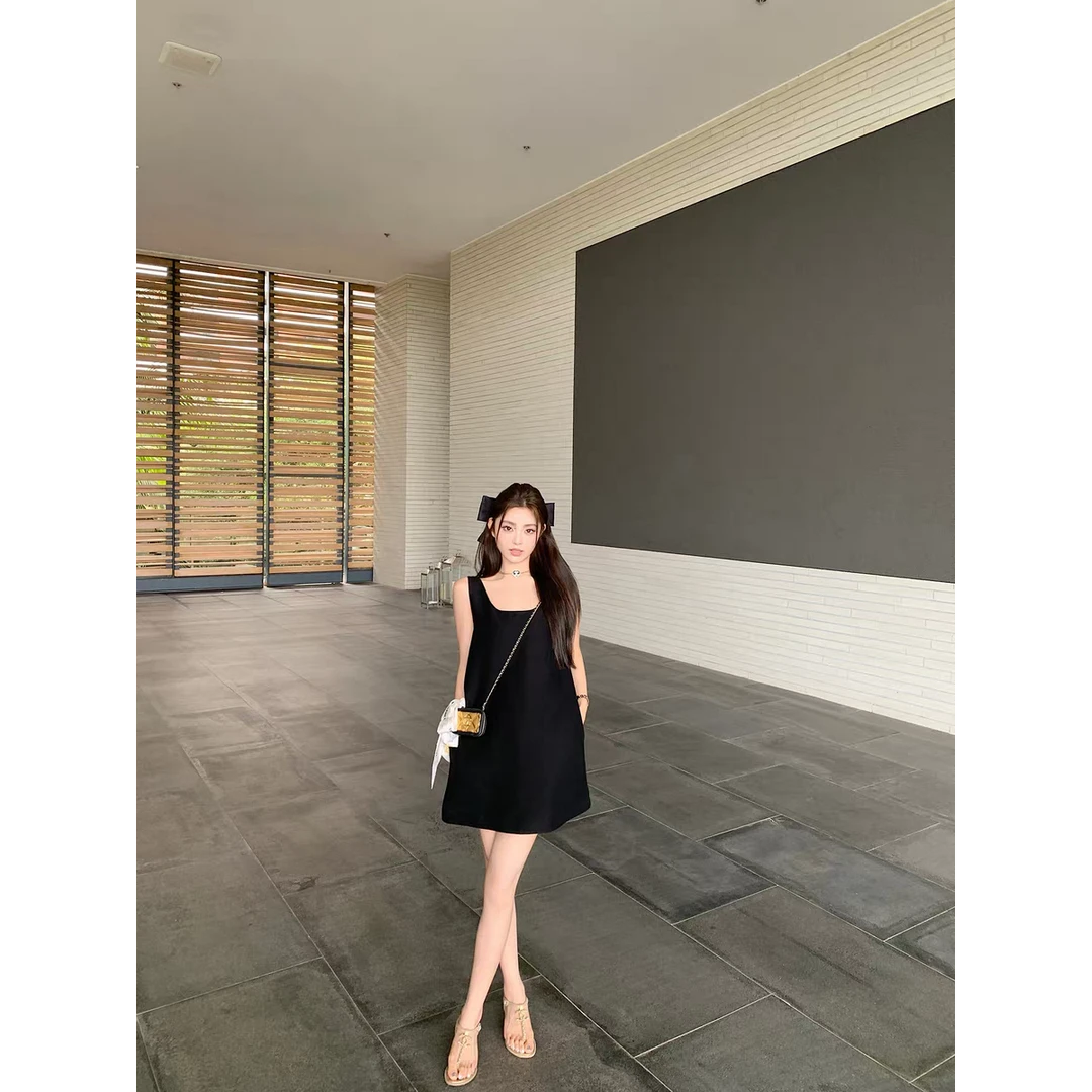 【挚简小黑裙】夏季新款法式气质显瘦生日吊带裙一件便是高级时装感