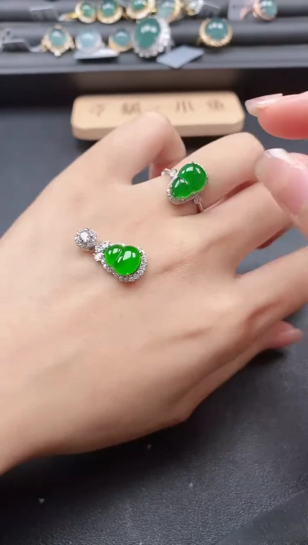 翡翠戒指银S925镶嵌851511