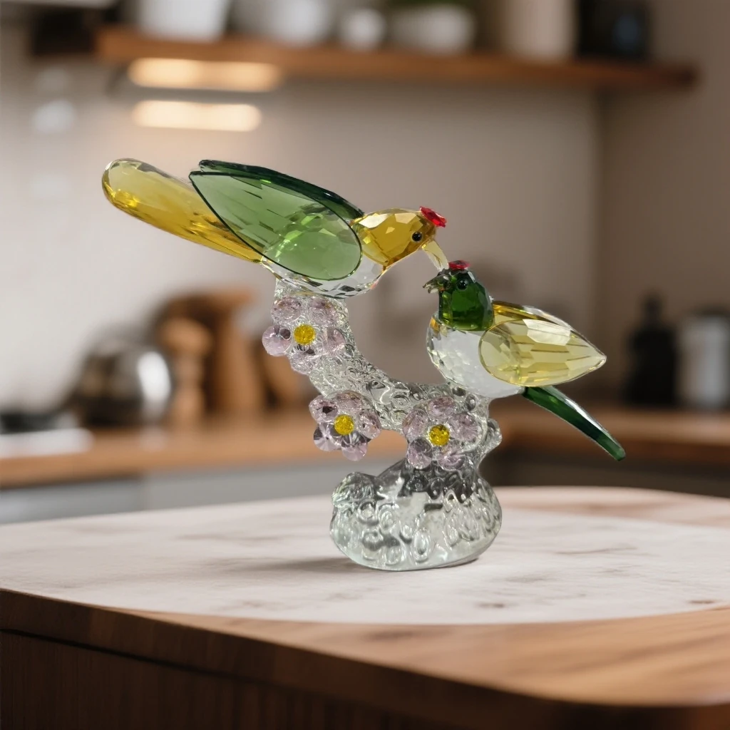 水晶玻璃工艺品喜鹊鸟摆件客厅卧室家居装饰品高档新婚礼物迁新居
