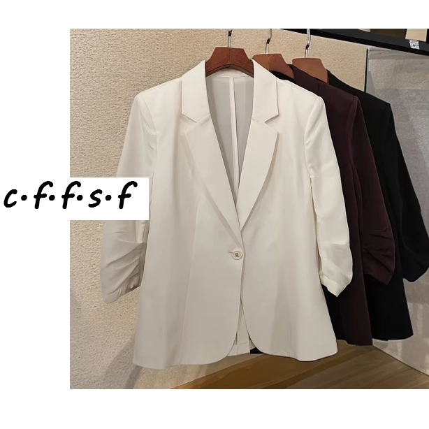 【裁缝方师傅家】春夏女士休闲西装气质时尚薄款显瘦百搭纯色韩版