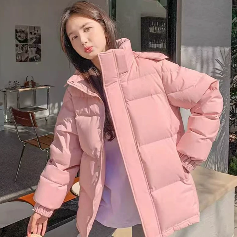 【加厚90白鸭绒】男女同款中戏校服风短款2024新款连帽面包情侣宽松