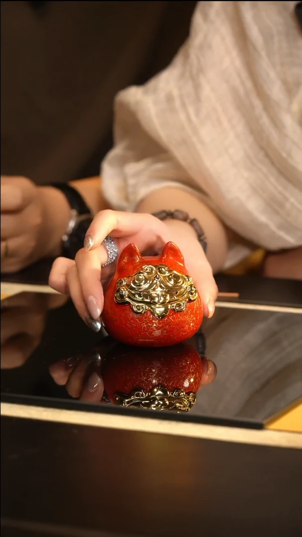 F沈绍安大漆石敢当红