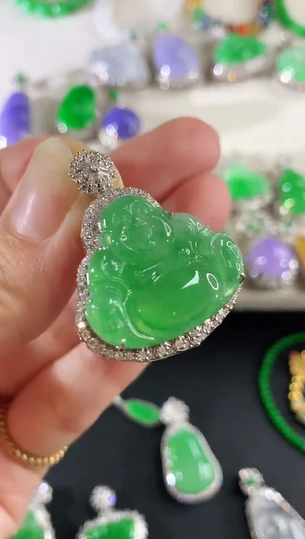吊坠(不含链)18K金镶嵌翡翠206|