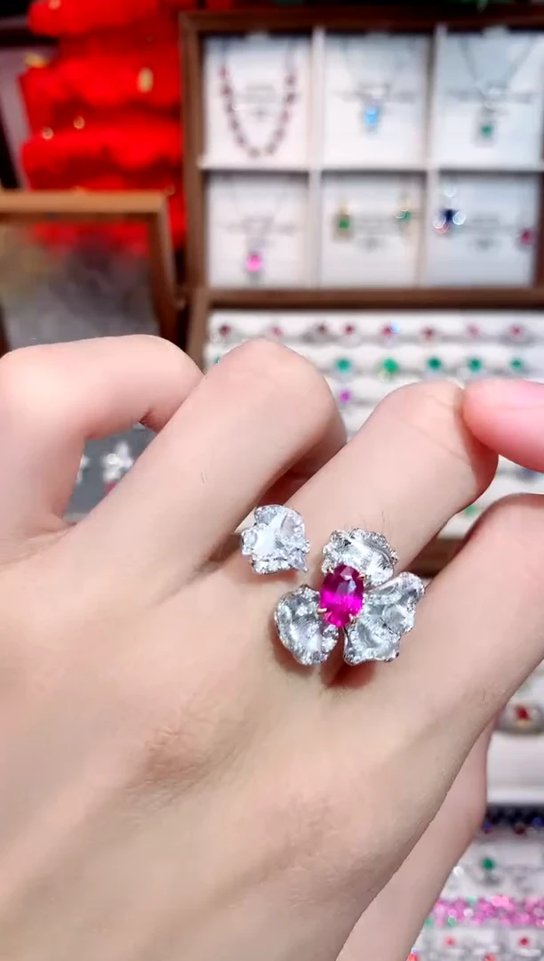 戒指彩色蓝宝石18K金镶嵌1.07ct/天然宝石/七天无理由