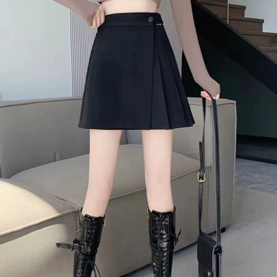 小施家气质松紧腰优雅百褶裙8858