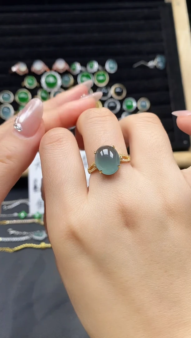 银S925镶嵌戒指翡翠111