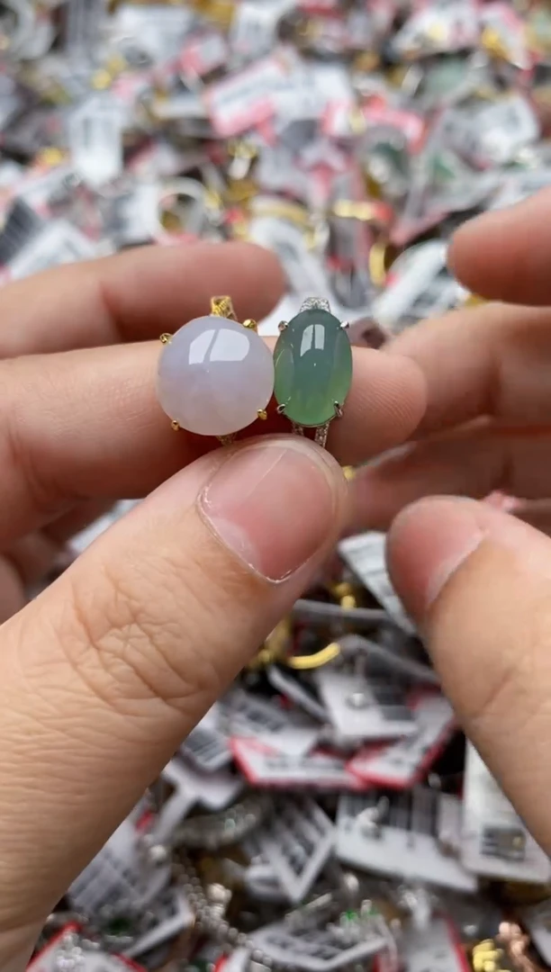 【闪购商品】翡翠戒指银S925镶嵌6666---4