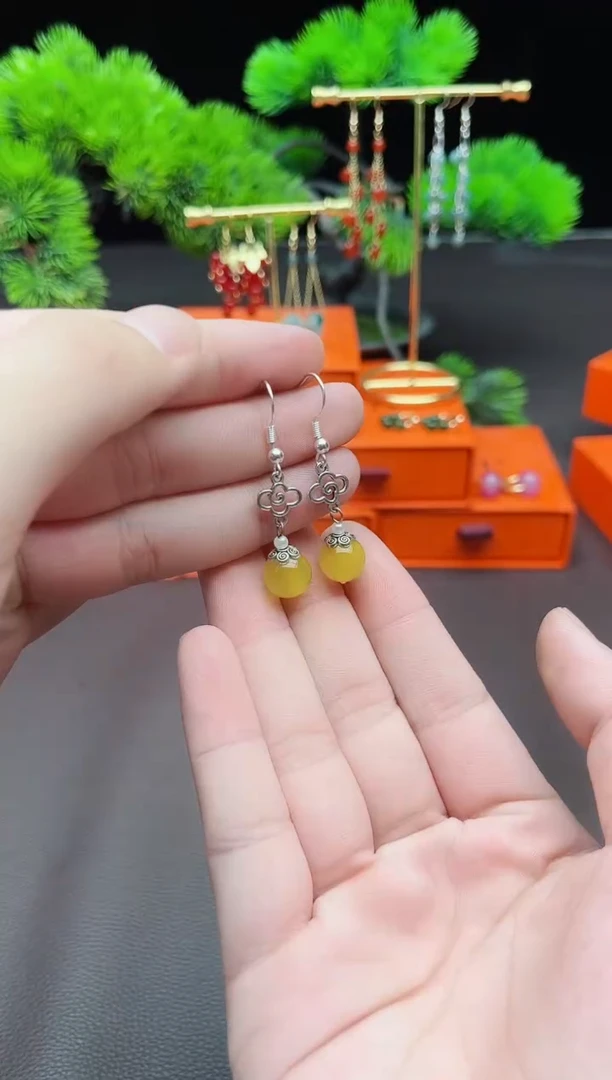 玛瑙/玉髓耳饰银S925镶嵌702000