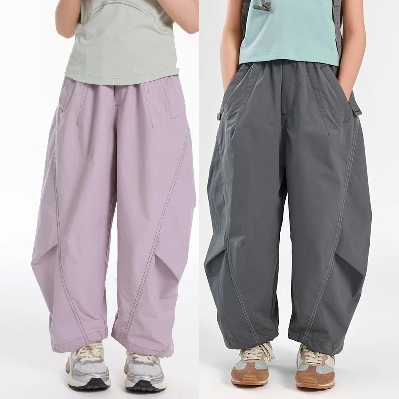 女童长裤夏季薄款宽松运动裤弹力2025新款儿童防蚊裤凉感阔腿裤子