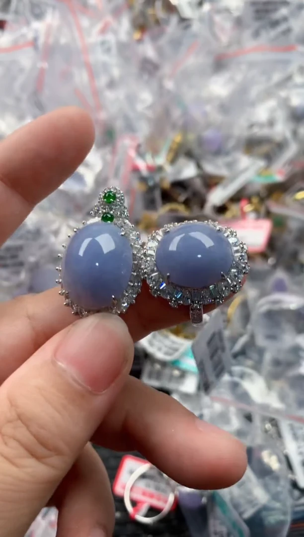 银S925镶嵌戒指翡翠444   1