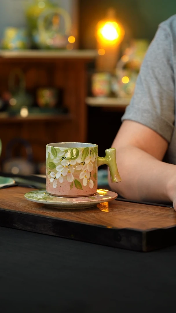 杯手绘心瓷陶瓷浮力