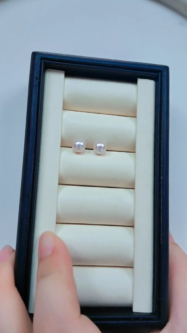 银S925镶嵌耳饰淡水珍珠AK高亮耳钉