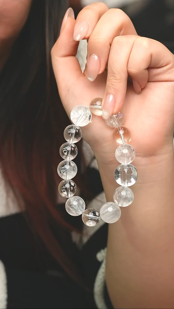 未镶嵌手链水晶白水+兔毛水晶手串59.9