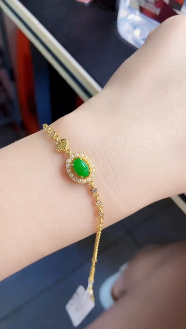 银S925镶嵌手链翡翠21