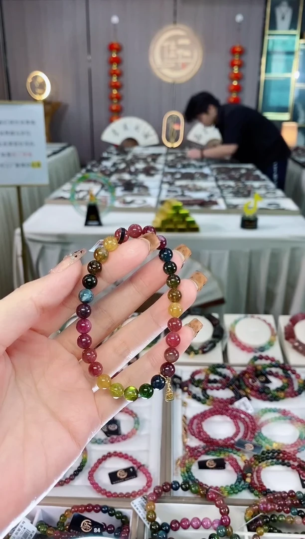 未镶嵌老矿碧玺色标油料单圈手串6mm+碧玺dan多样性发货一条