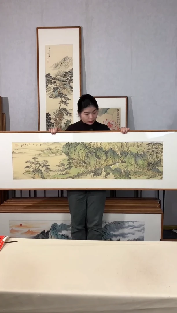 国画手绘*林泉高逸*52*172cm带框发货