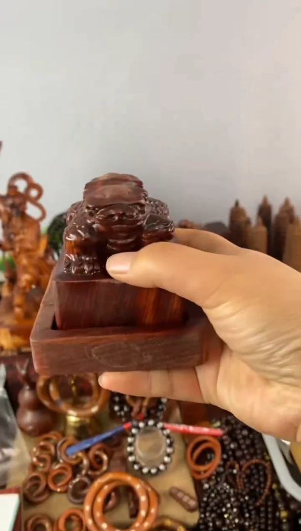 【闪购商品】木双龙瑞兽印章配底座