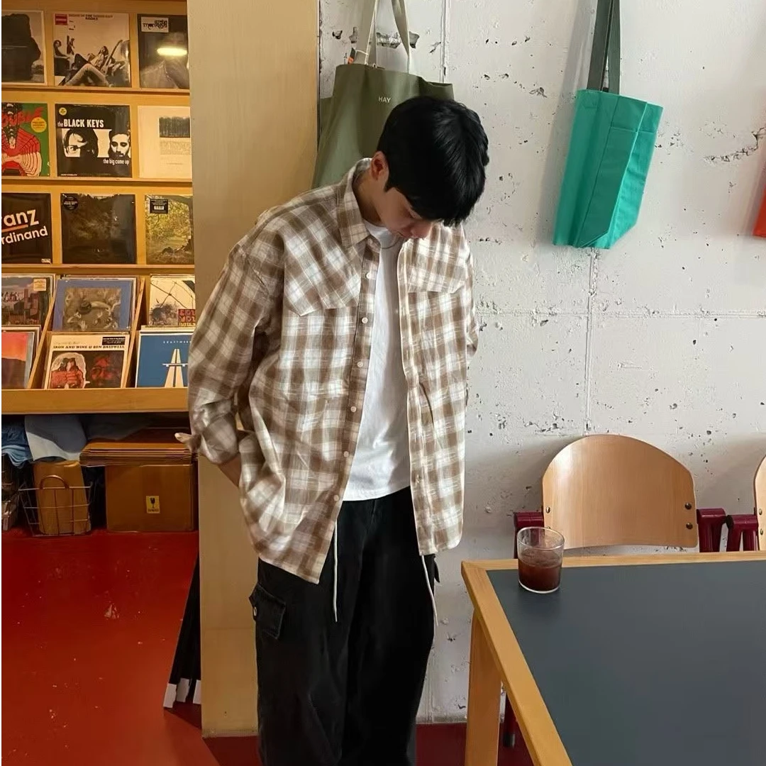 韩国东大门正品  新款格子男女同款衬衫