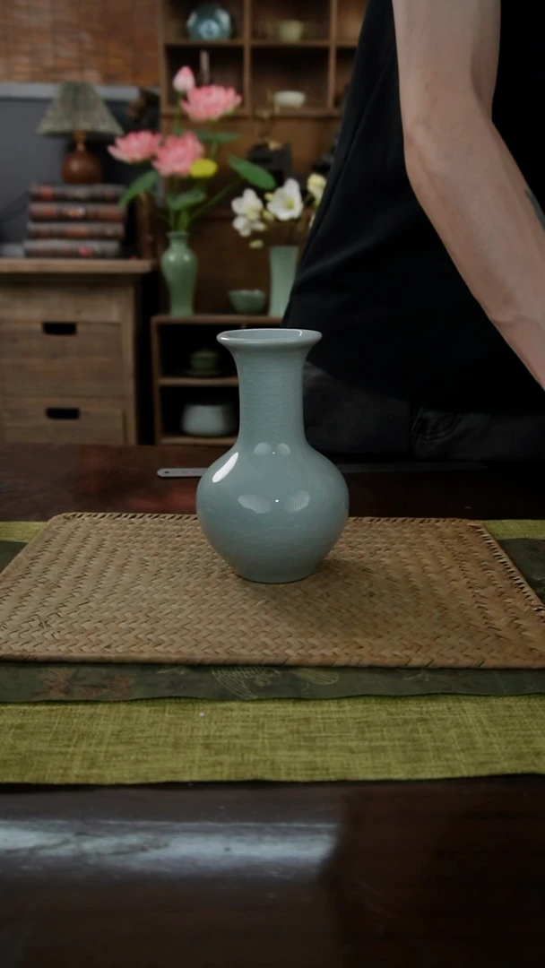 陶瓷一件包邮粉青花瓶