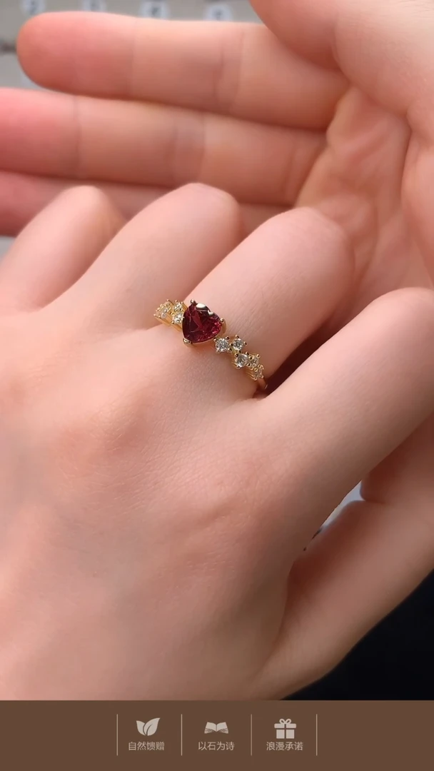 银S925镶嵌戒指石榴石J07-4