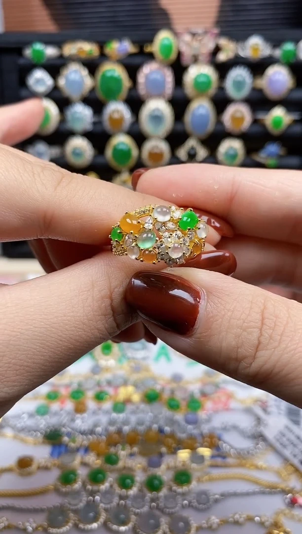 银S925镶嵌戒指翡翠图**洛9777