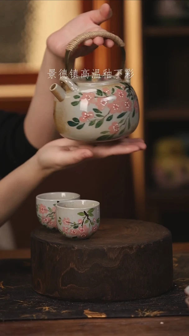 陶瓷景德镇高温釉下手绘陶瓷@L765@