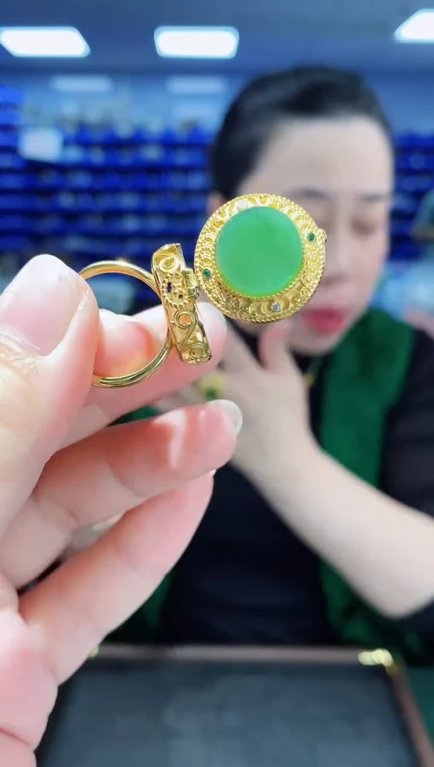 银S925镶嵌戒指和田玉JZ2234