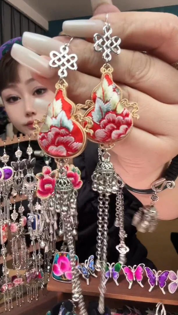 刺绣纯手工民族风刺绣耳环