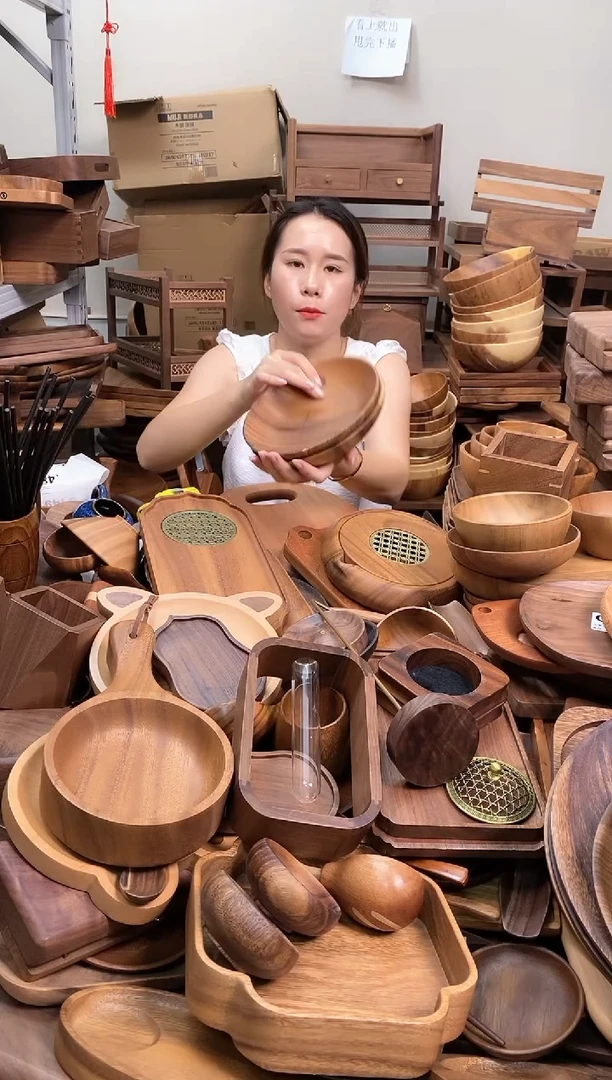 木  南美胡桃木深碟20*4cm   A  直播间发