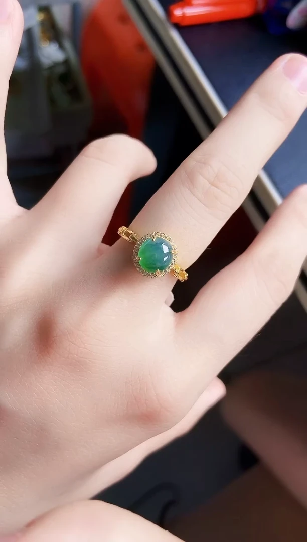 翡翠戒指银S925镶嵌12898