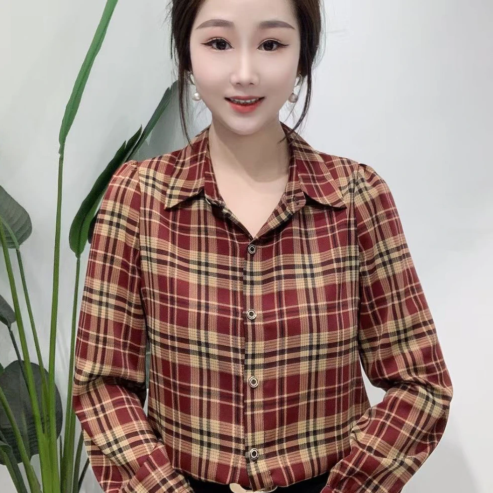 【KK】MP610复古格子经典开衫款百搭衬衫