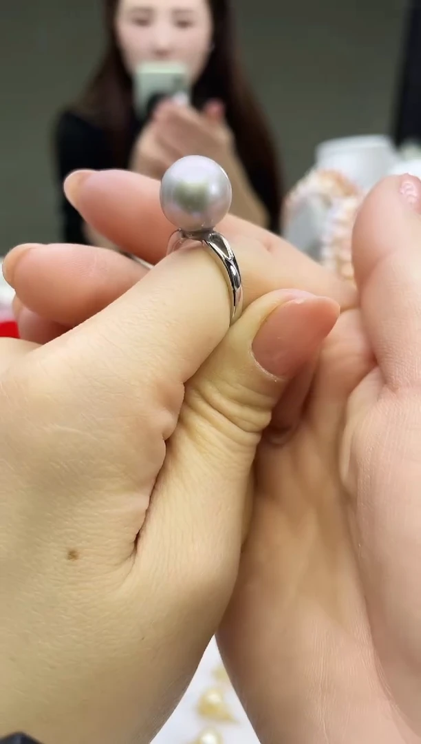 未镶嵌戒指淡水珍珠灰色系戒指