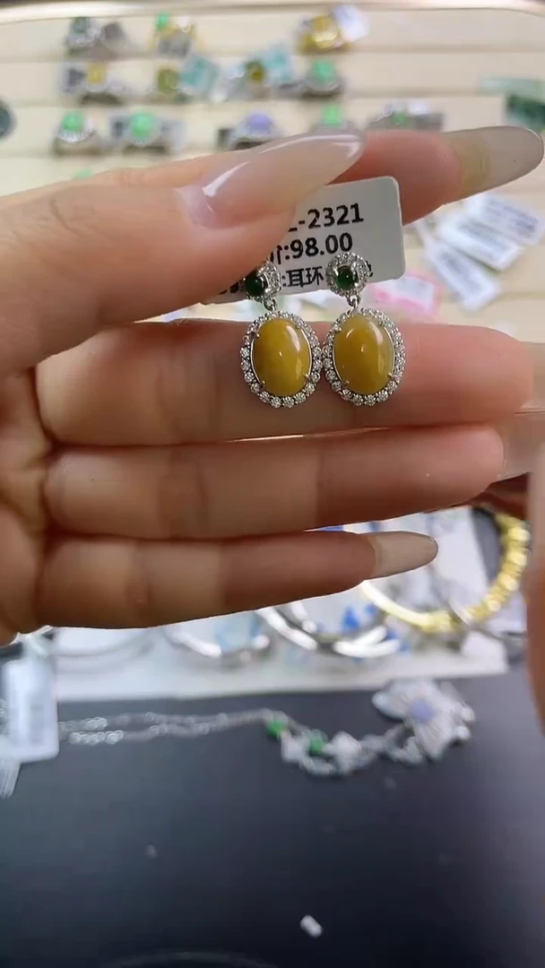 银S925镶嵌戒指翡翠翡翠 蛋面 银S925镶嵌